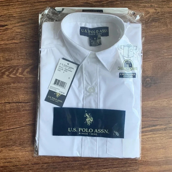 US Polo Girls Short Sleeve School Uniform Shirt White - Picture 1 of 10